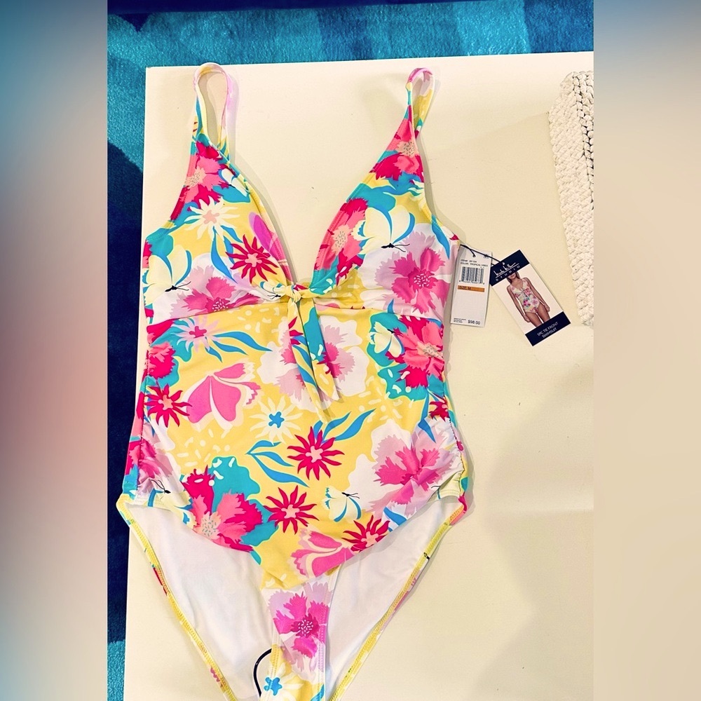 Nicole Miller size Medium one piece tie front swimsuit